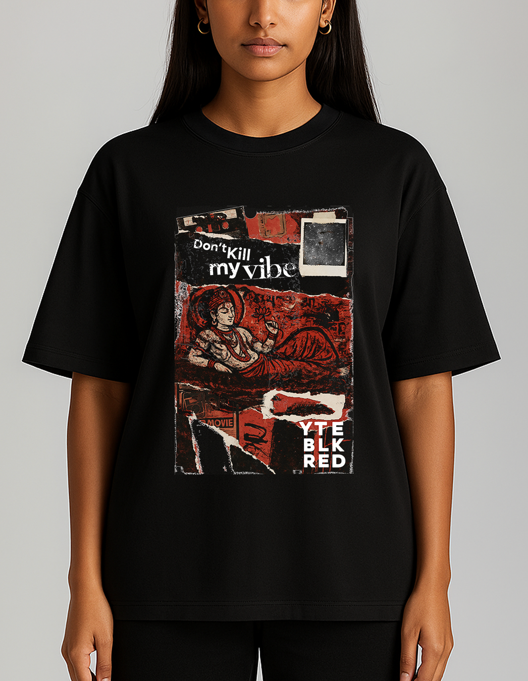Don't Kill My Vibe - 45 BLK - Unisex Oversized Tee